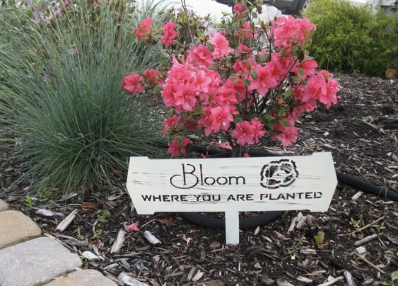 Bloom where you are planted metal garden sign - Image 3
