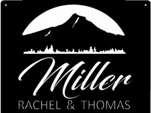 Metal Mountain silhouette sign, evergreen mountain sign , custom mountain sign