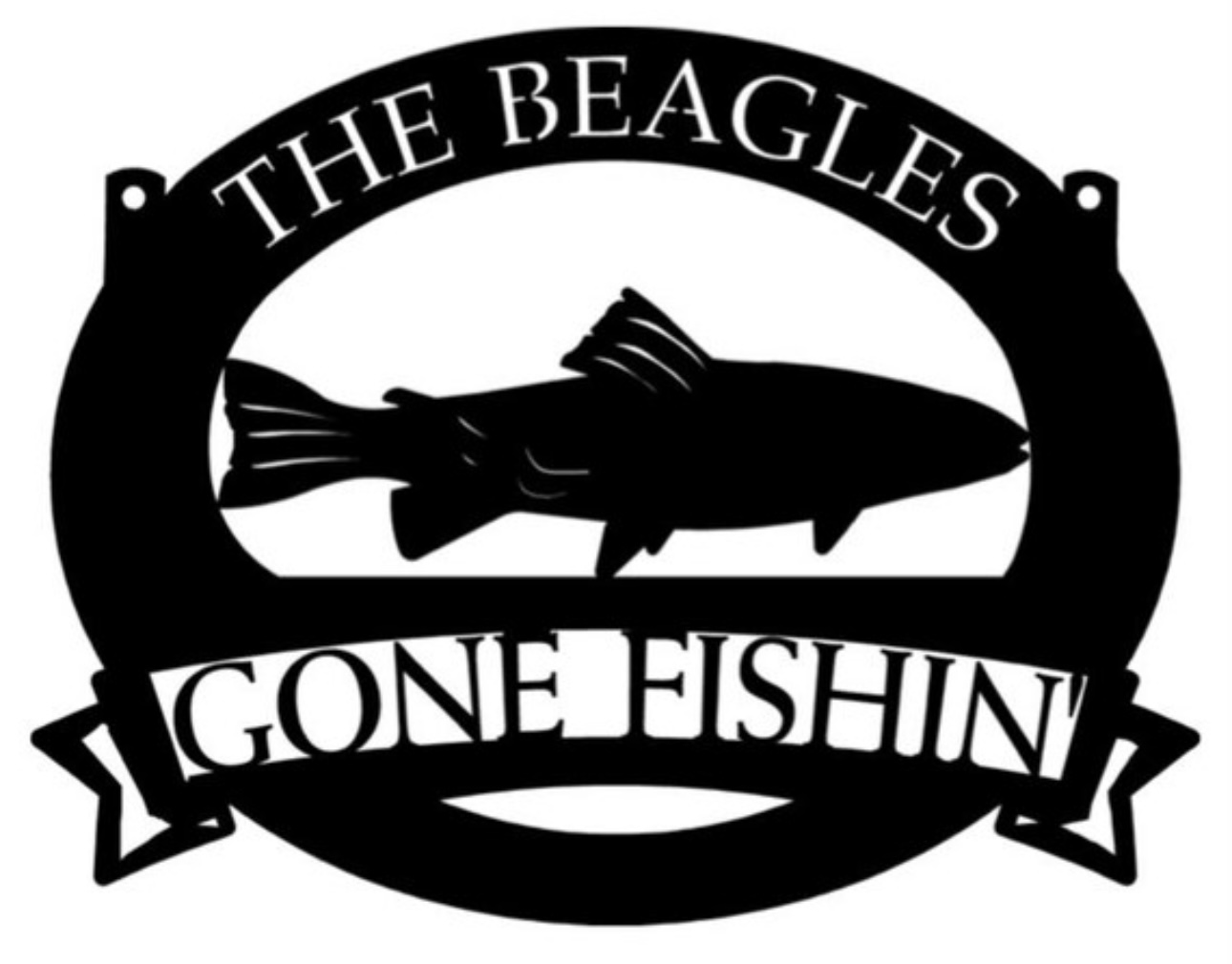 Personalized Metal Trout fish or Catfish or Bass fish with lure sign,GONE FISHIN sign,fisherman address sign, laser cut fisherman sign - Image 4