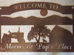 Metal mountain Farm sign, barn tractor laser cut sign, personalized metal farm sign