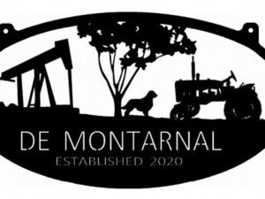Metal Oil Derek sign, oilfield sign with tractor dog personalized