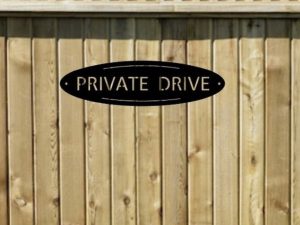 Oval PRIVATE DRIVE or Private Residence sign, metal private drive sign, metal private property sign