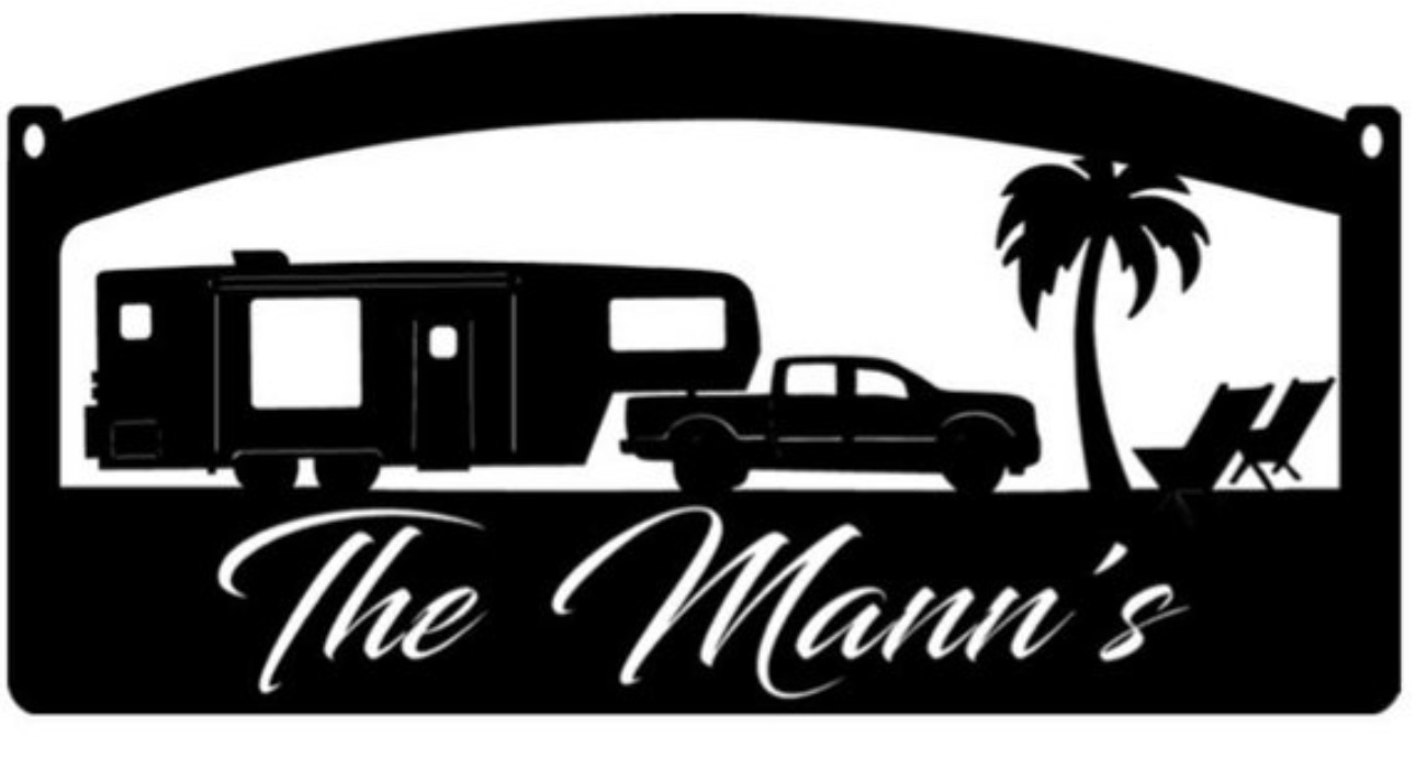 Palm tree camper sign, metal camper sign personalized , campground palm tree sign - Image 3