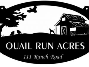 Quail Dog Barn metal sign, hunting dog sign