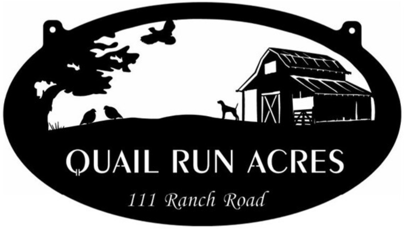 Quail Dog Barn metal sign, hunting dog sign