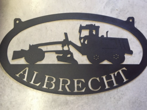 Metal Road grader sign
