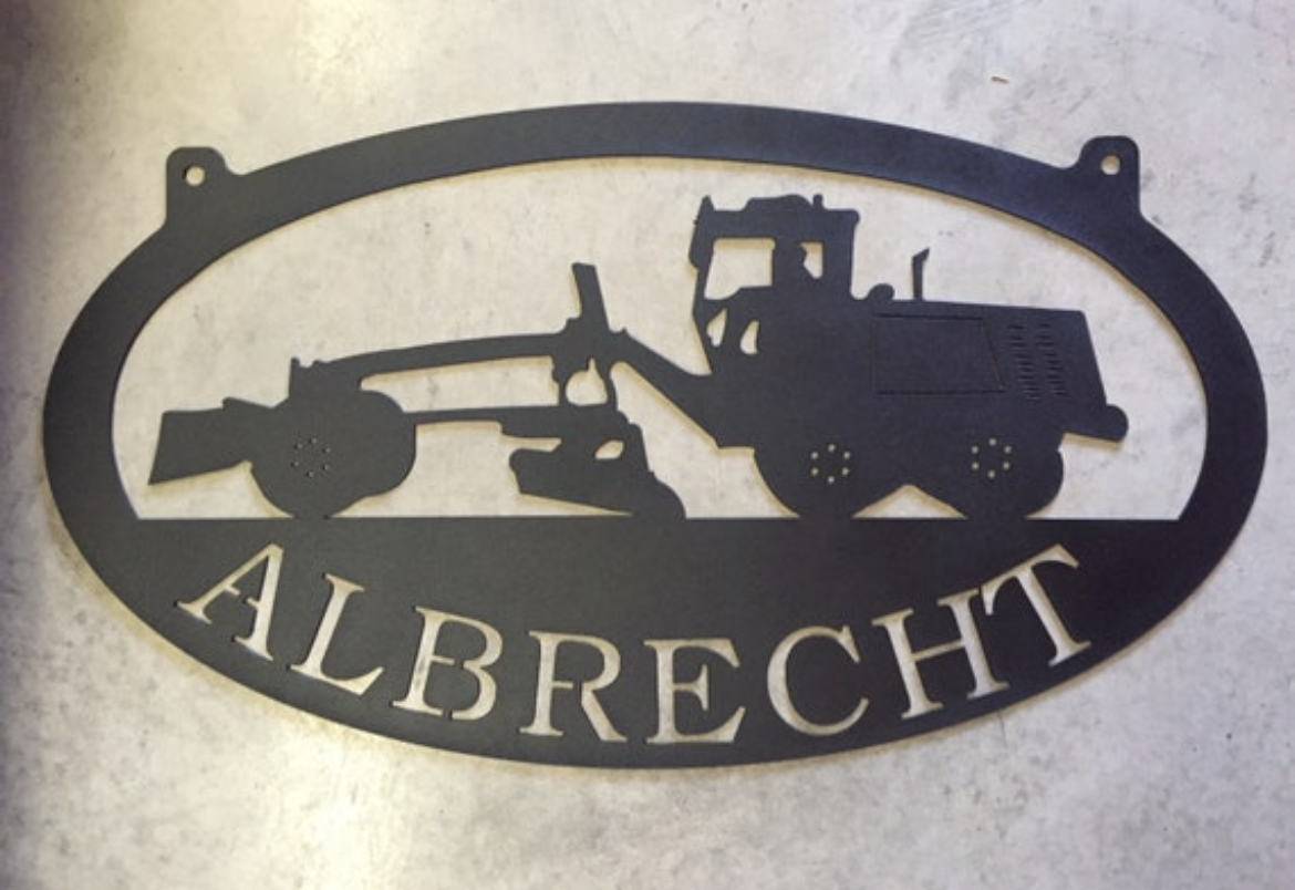 Metal Road grader sign