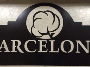 Custom metal sign with cotton boll in black powder coat finish