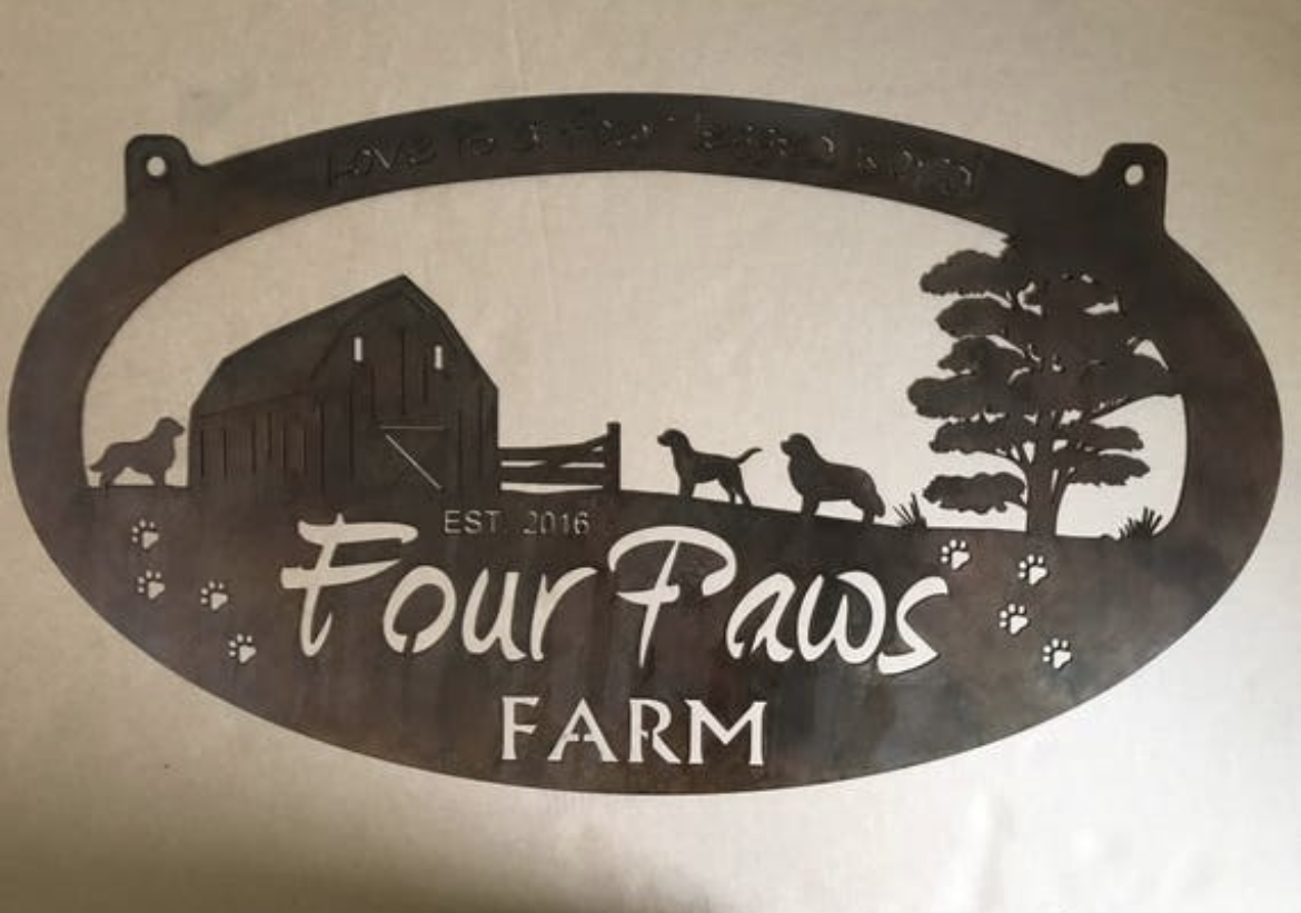 Metal FARM Sign with Barn and Dogs - Image 3