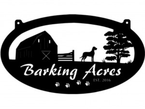 Metal FARM Sign with  Barn and Dogs