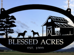 Metal FARM Sign ,barn boxer dog lab dog sign customized with your name