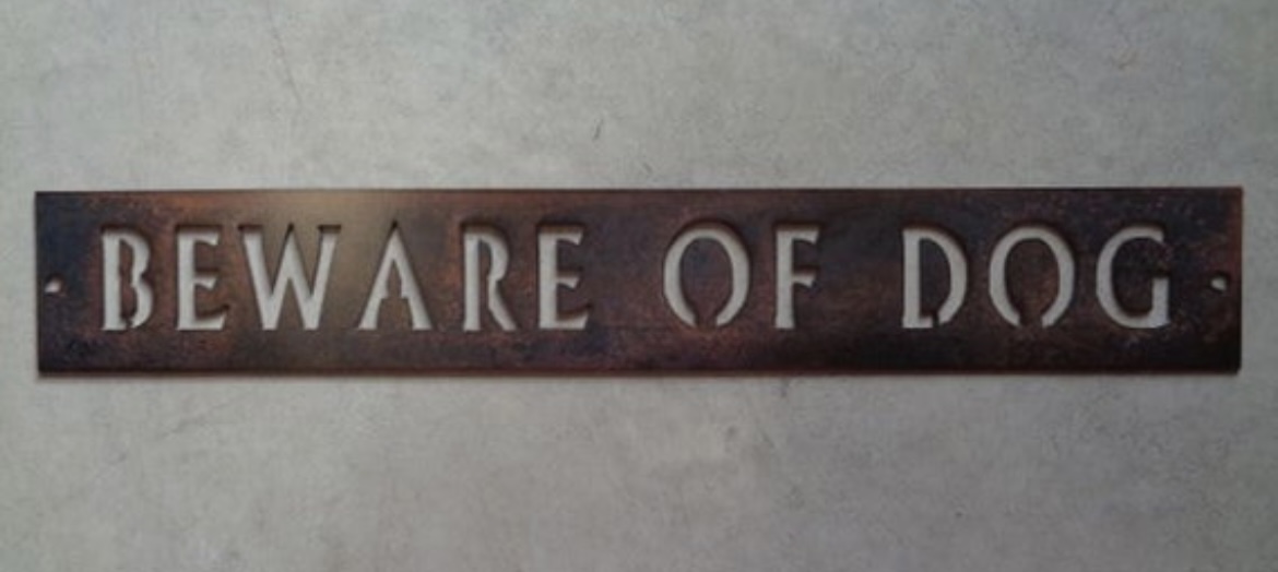 Metal Beware of Dogs sign - Image 4