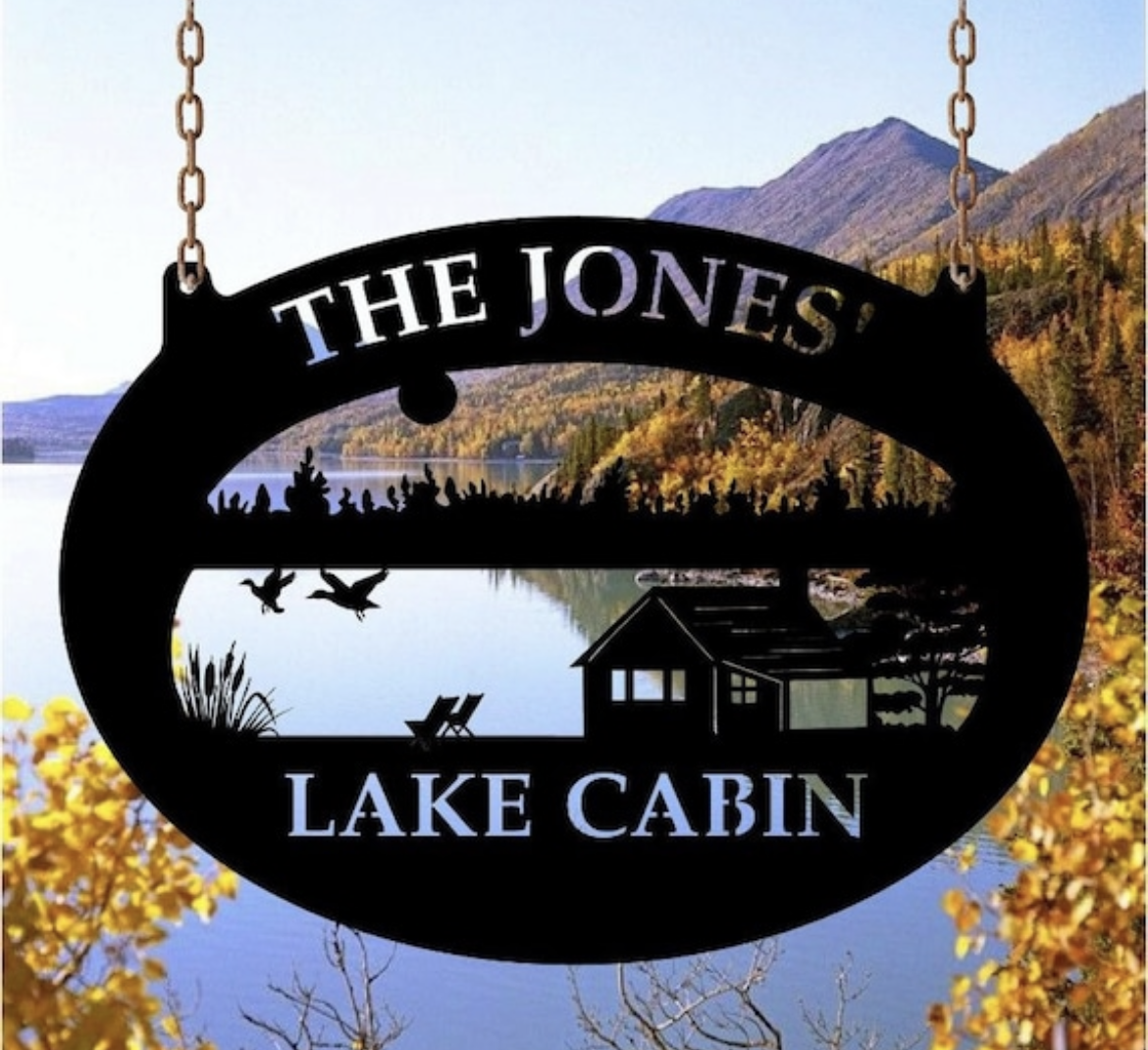 Metal Cabin lake sign ,fisherman cabin sign, laser cut cabin sign, lake house sign - Image 9