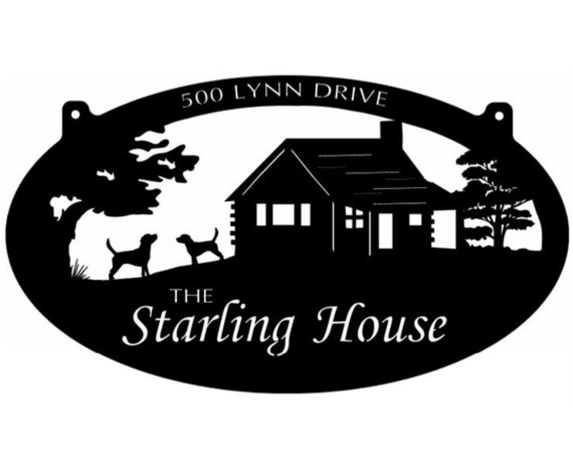 Metal CABIN Sign, laser cut cabin sign, cabin on a hill and dogs - Image 4