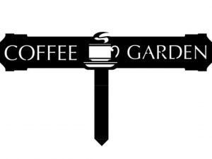 COFFEE GARDEN SIGN on stake, metal coffee garden sign