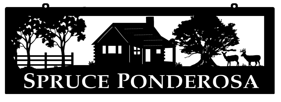 Driveway Topper metal cabin sign, cabin trees sign, driveway sign custom