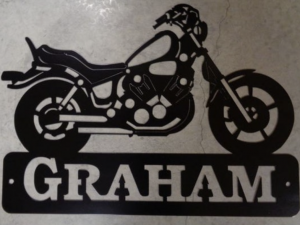 Metal laser cut motorcycle sign