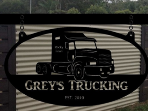 Metal TRUCK sign with SEMI Truck, and your NAME