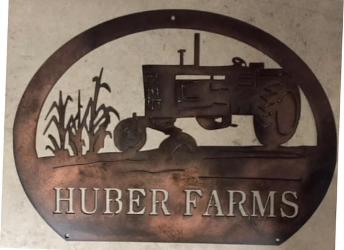 FARM ADDRESS sign, metal corn stalks Oliver tractor sign, - Image 3