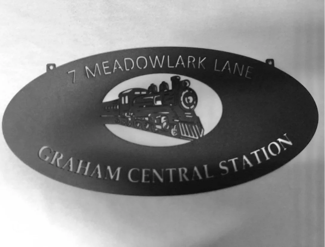 Oval METAL TRAIN SIGN ,personalized metal sign, personal door sign, perfect Christmas gift