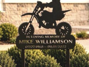 Metal in memory sign dirt bike memorial sign on stake 4-wheeler sign