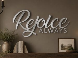 Rejoice Always metal wall words, metal words Rejoice Always