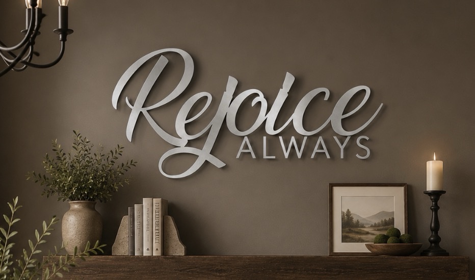 Rejoice Always metal wall words, metal words Rejoice Always