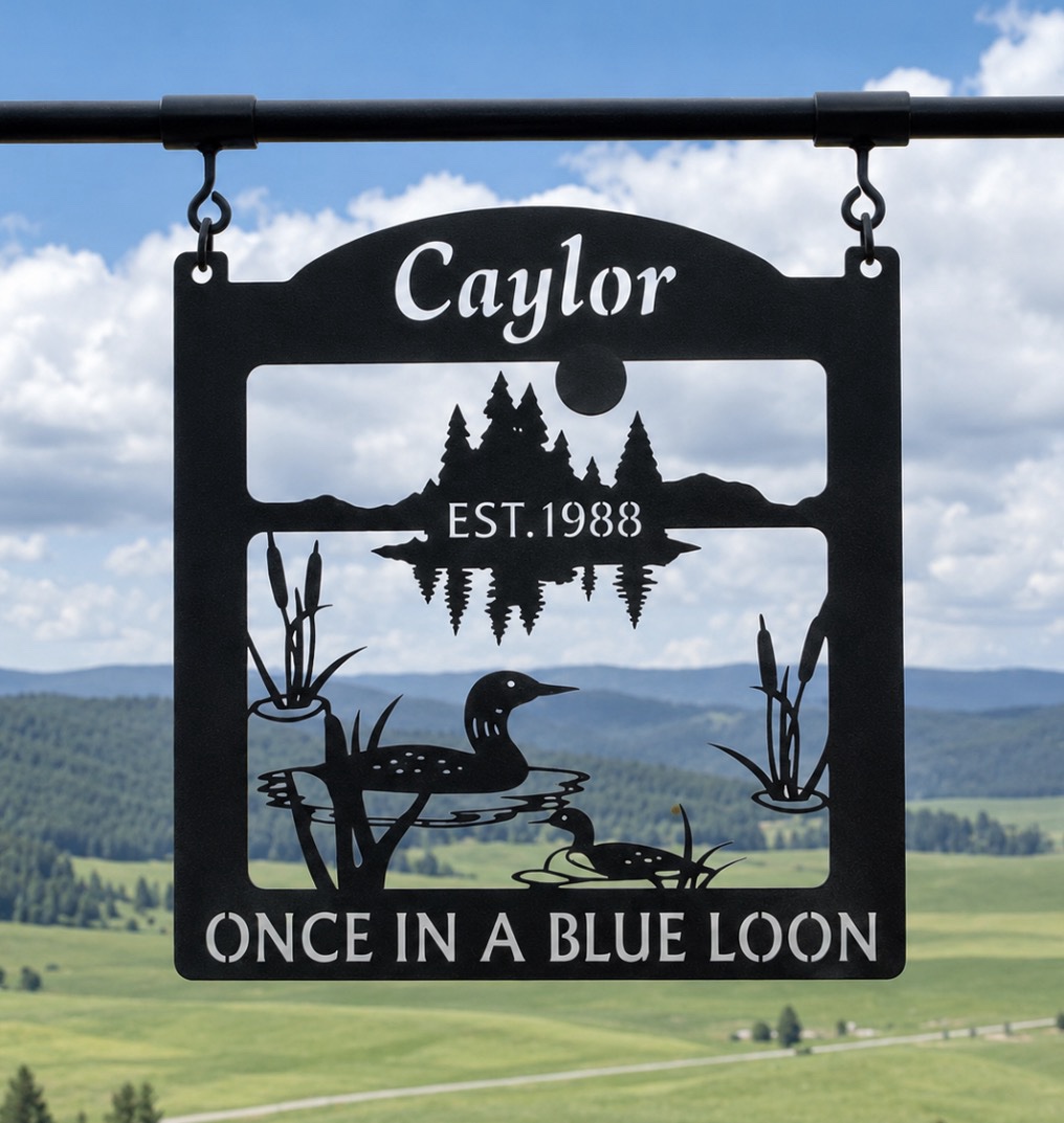 Metal sign, Family Get away, loon and lake sign, customized with your family name on top - Image 2