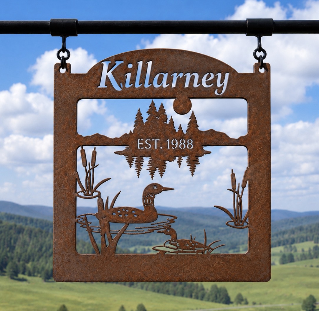 Metal sign, Family Get away, loon and lake sign, customized with your family name on top - Image 3