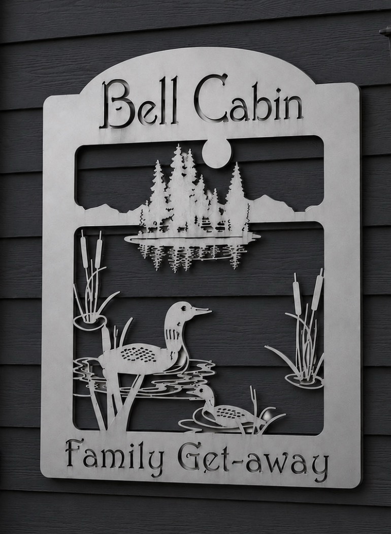 Metal sign, Family Get away, loon and lake sign, customized with your family name on top - Image 4