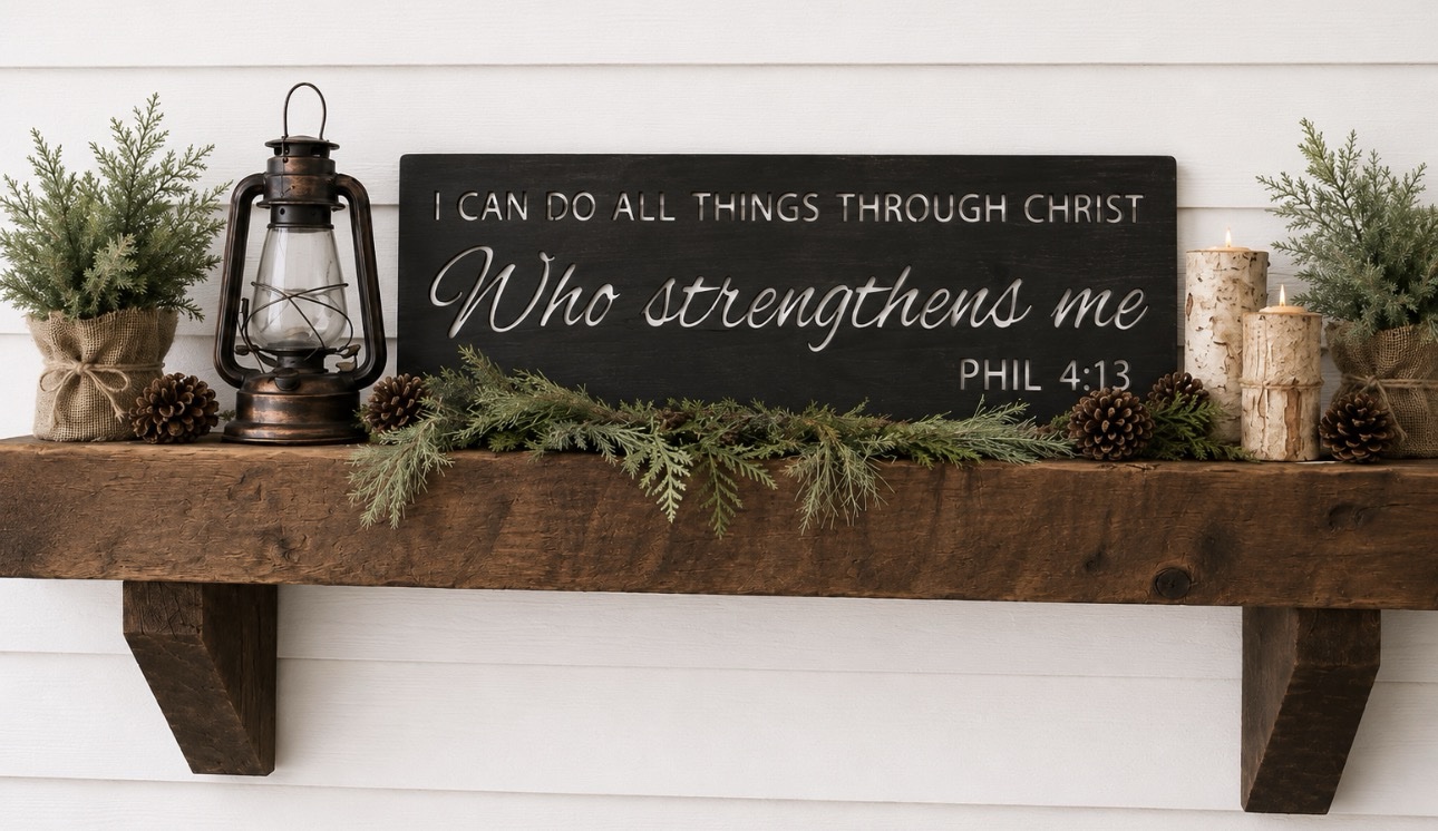 Religious wall motto Bible Verse plaque I Can Do All Things Through Christ Who Strengthens Me metal inspiration plaque - Image 2