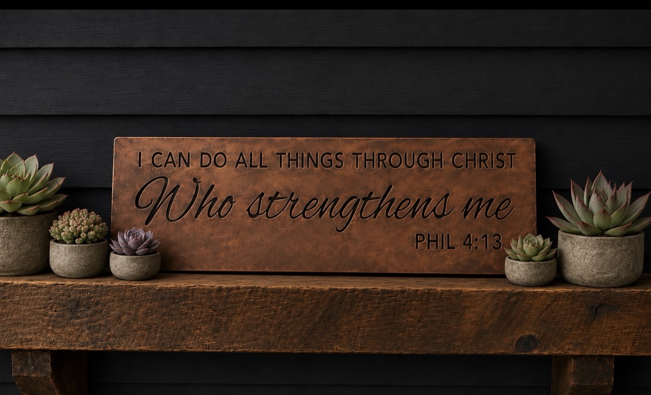 Religious wall motto Bible Verse plaque I Can Do All Things Through Christ Who Strengthens Me metal inspiration plaque - Image 4