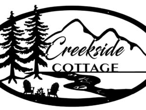 Creekside Cottage custom sign in black