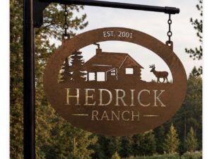 Metal CABIN SIGN Cabin Deer sign Buck Cabin Custom Cabin Deer Sign Metal Laser Cut Design Personalized Name Plaque Family Established Date Rustic Hunting Lodge Entrance Marker Wildlife