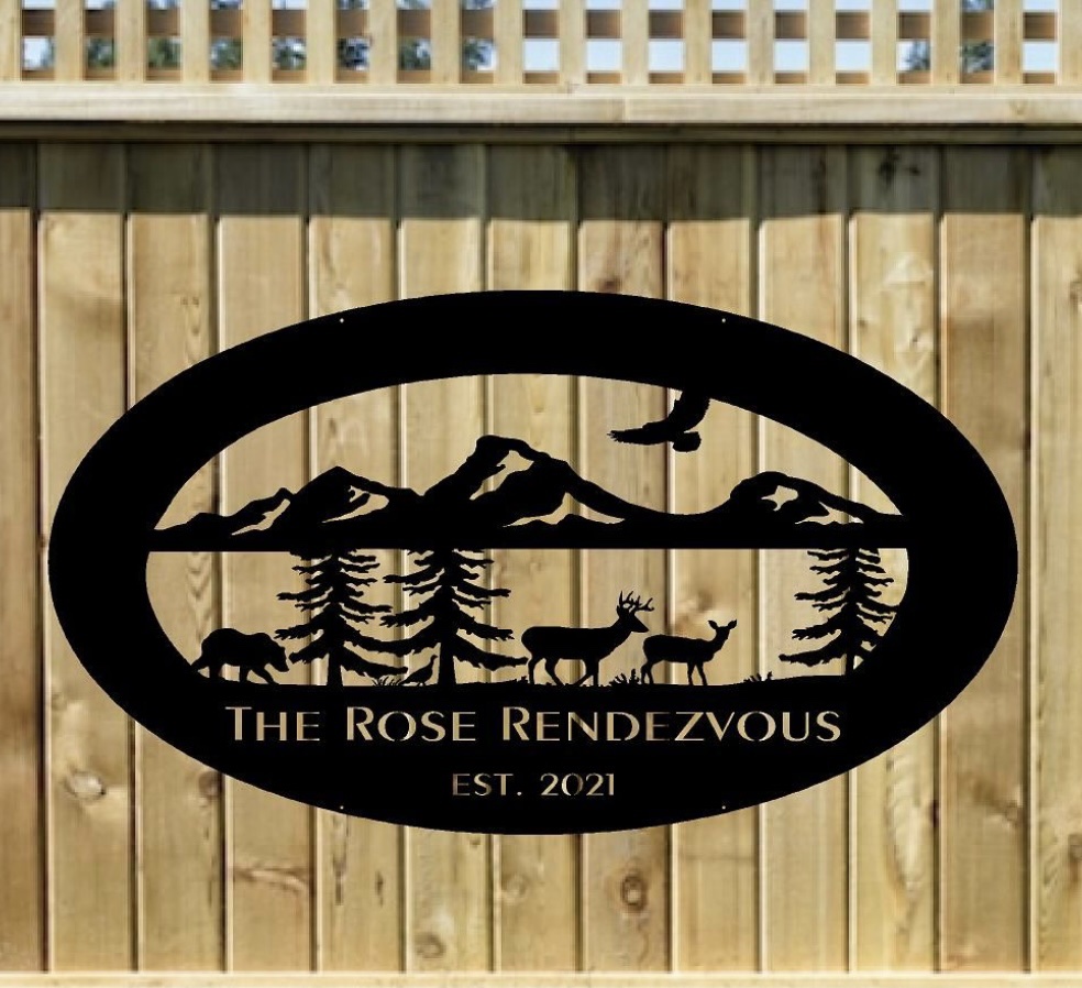 Metal MOUNTAIN wildlife Sign, mountain nature sign, metal cabin sign, nature wildlife personal sign, 3ft up to 6ft wide!!
