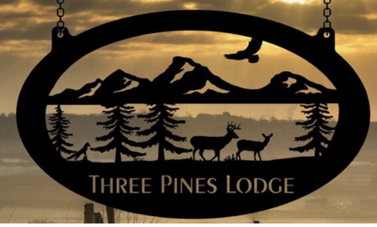 Metal WILDLIFE Sign with DEER Mountains eagle evergreens, customized with your name
