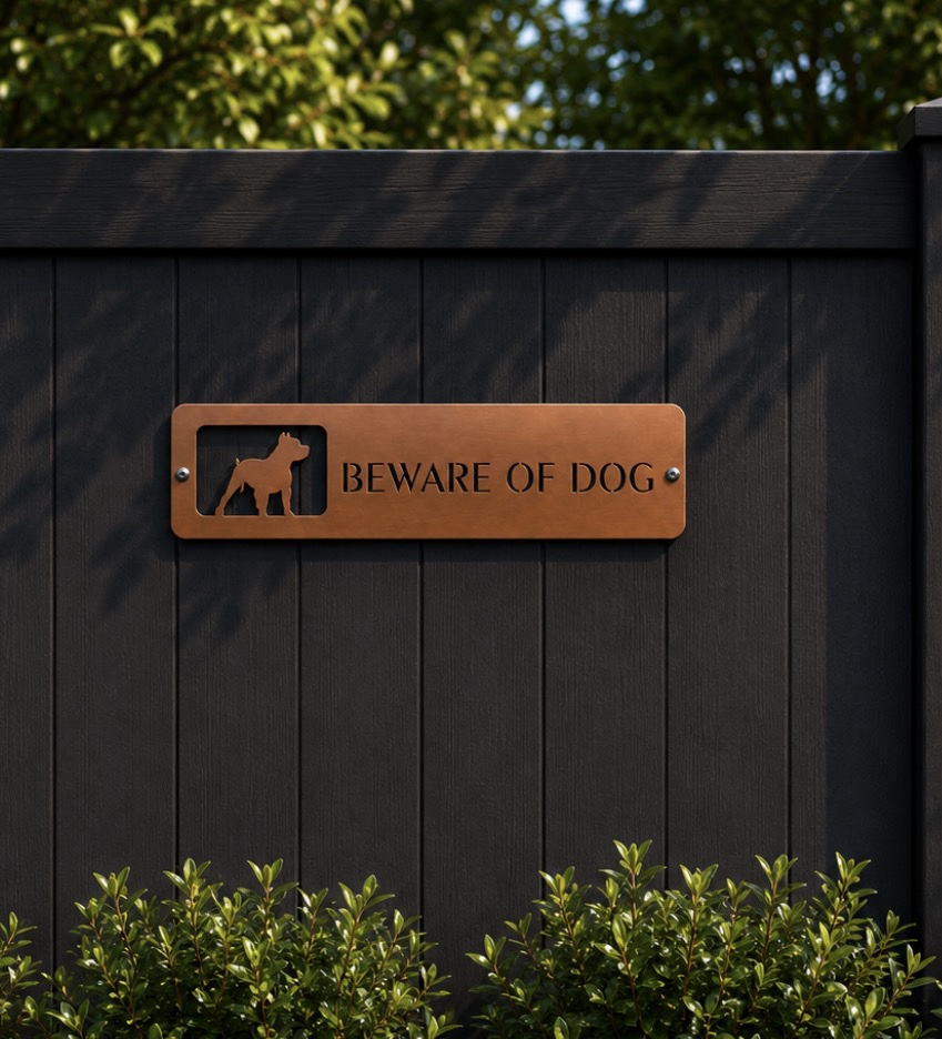 Metal Beware of Dogs sign with Pit Bull Dog warning Notice Keep Out - Image 2
