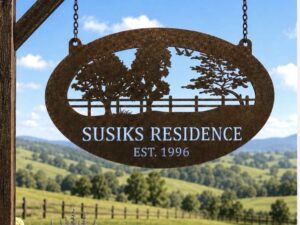 Custom Metal Sign Personalized Entrance Marker Rustic Ranch Nameplate Maple Tree Plaque Oak  Farm Sign Fence Outdoor  Driveway Name oak tree fence customized with your name