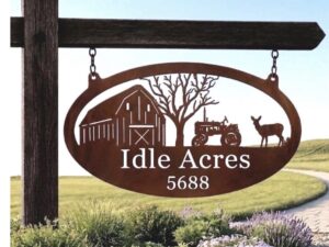 Custom Farm Sign Tractor Barn Deer Ranch Entrance Metal Hubby Christmas Gift Dad Grandparent Gift Personalized Name Established Date Outdoor