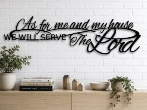 Christian Wall Words Metal Art Wall Decor As for me and my house Mottos Bible Verse Scripture Sign Religious Home Hanging Faith Quote