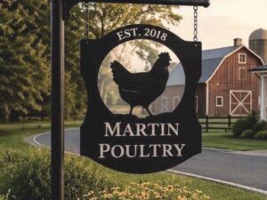 Metal Chicken farm sign Poultry Address Marker