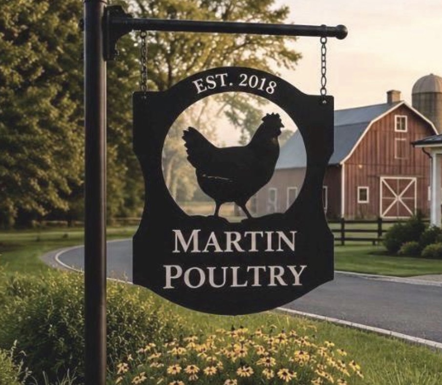Metal Chicken farm sign Poultry Address Marker