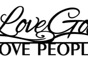 Love God Love People wall art in black metal