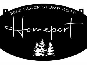 Homeport sign in black