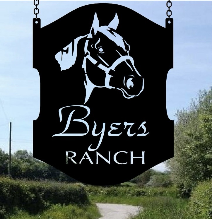 Metal horse sign with quarter horse head