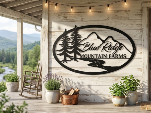 Metal MOUNTAIN RIVER Sign, mountain creek sign, metal cabin sign