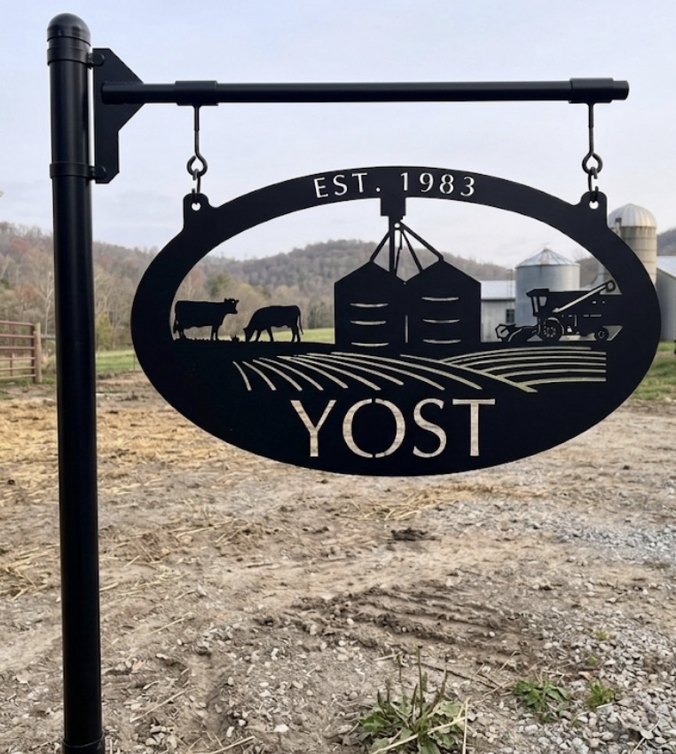 GRAIN BIN COMBINE FARM SIGN, grain bin cow sign, farm sign