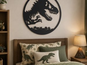 Metal Dino Skeleton in circle, Metal DINOSAUR with your name