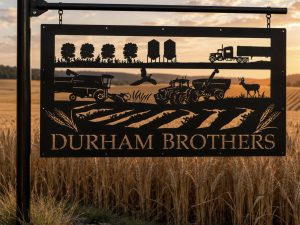 WHEAT FARM SIGN, metal wheat farm sign, combine grain cart wheat field sign