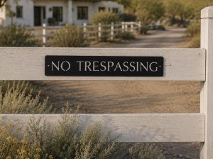 Metal No Trespassing sign in powder coat finish